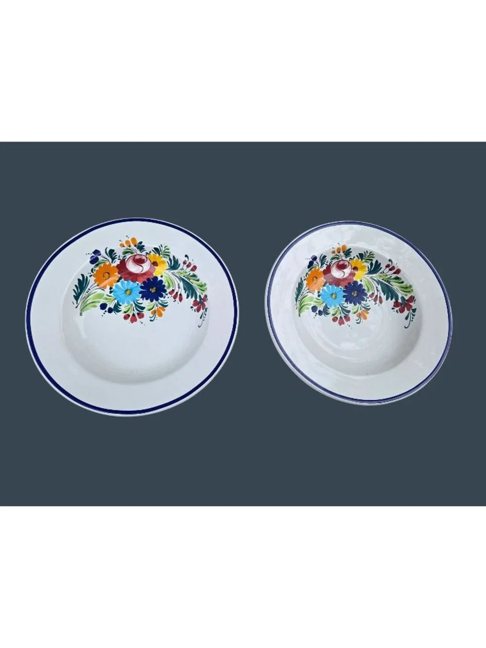 Nova Deruta Italian Ceramic Pasta Bowls For Pottery Barn - Handpainted Floral